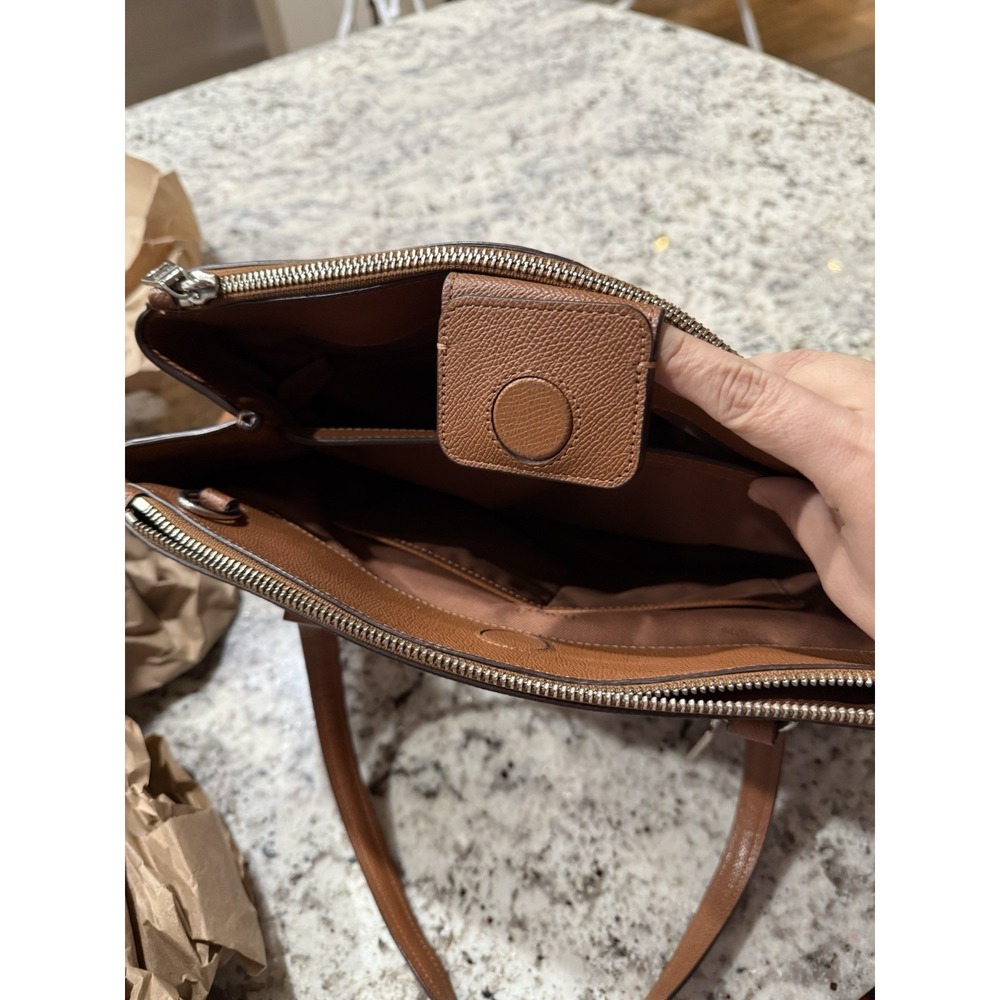 Coach Stanton Carryall in Crossgrain Leather Silver Saddle F37148 Tan Brown - Picture 11 of 16